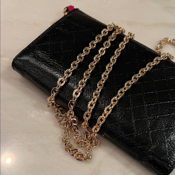 CHANEL Black Leather Clutch with fashion Gold Chain - Picture 8 of 16